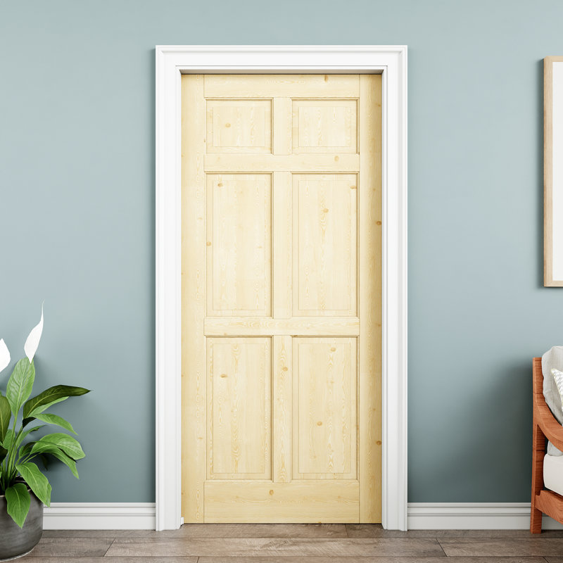 Porte intérieure 6 portes en bois de pin 36 po x 80 po, pin naturel, peint et imperméable, comme portes de buanderie, portes de placard, portes de pièce