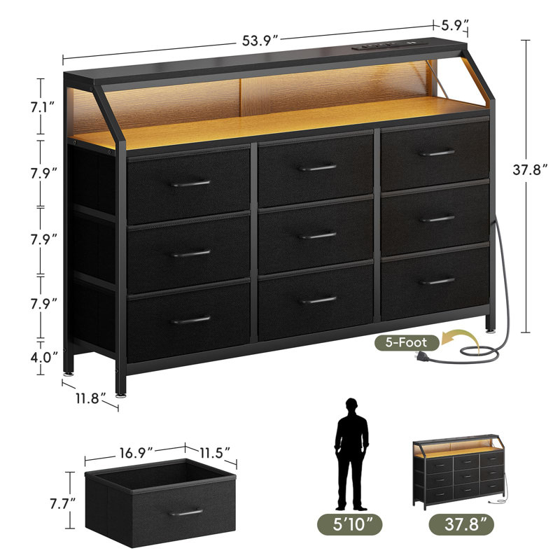 Commode 9 tiroirs 55 po pour chambre