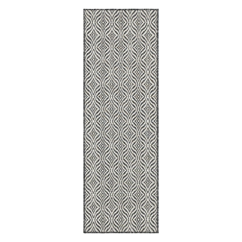 Tapis gris anthracite / ivoire Alishba, Tapis de couloir 2 pi x 6 pi 1 po