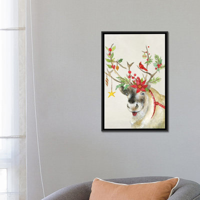 Playful Reindeer II - reproduction d'art murale - toile encadrée