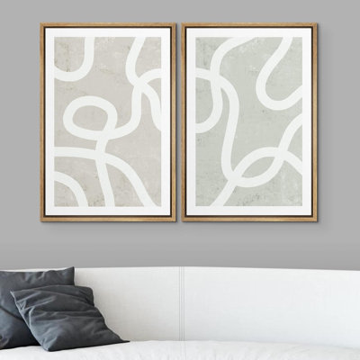 «Pastel White Swirl Motif», 2 pièces