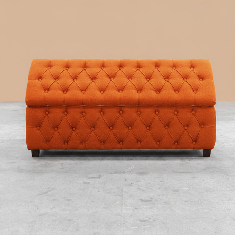 Riga Wide Velvet Tufted Rectangle Solid Color Ottoman Box with Storage, Upholstered Footstool Shoes Bench with Legs