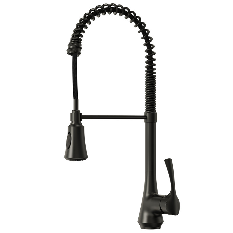 Commercial 2-Function Pull Down Single Handle Kitchen Faucet, Matte Black