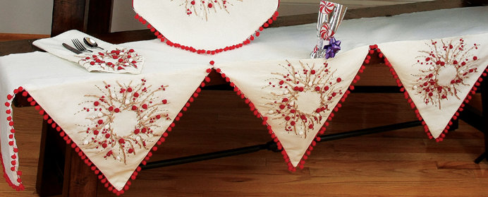 Manteau de polyester Holiday Berry Wreath