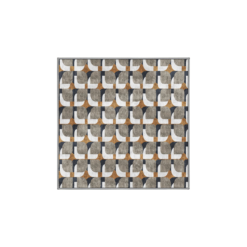 Tapis gris en chenille / polyester tissé à la main Marayah, Carré 5 pi