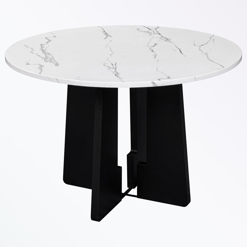 Round Dining Table with sturdy base, White