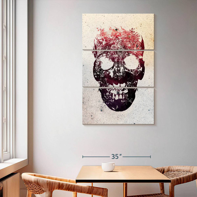 Kerner Pink Floral Skull, 65" H x 42" W