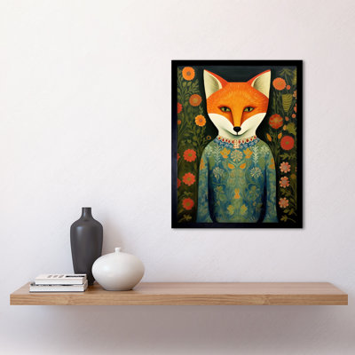 Fox Flaunting Fancy Floral - Single Picture Frame Print