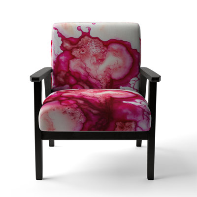 Eruption Of Rasberry Blush Joy IV - Upholstered Abstract Liquid Ink Accent Chair and Modern & Contemporary Arm Chair