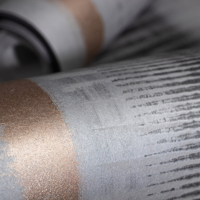 Hermes Smooth Metallic Stripe 10M X 53Cm Wallpaper Roll, Grey Copper