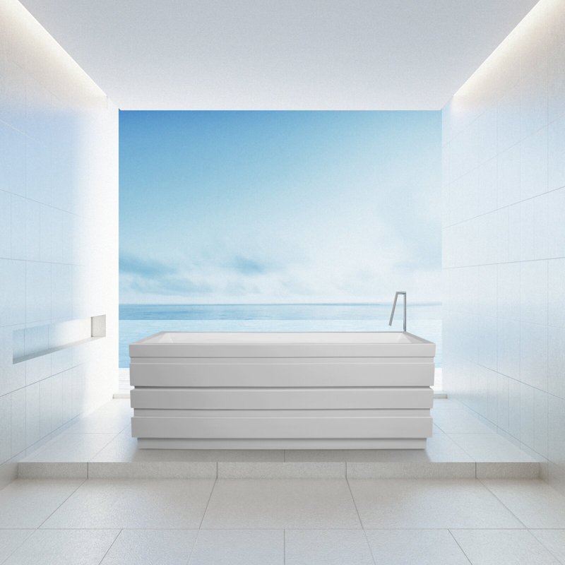 Manhattan 64'' L Air Bathtub, Glossy White, Matte Black