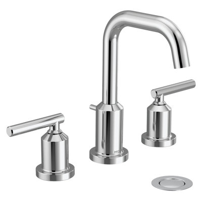Chrome two-handle high arc bathroom faucet