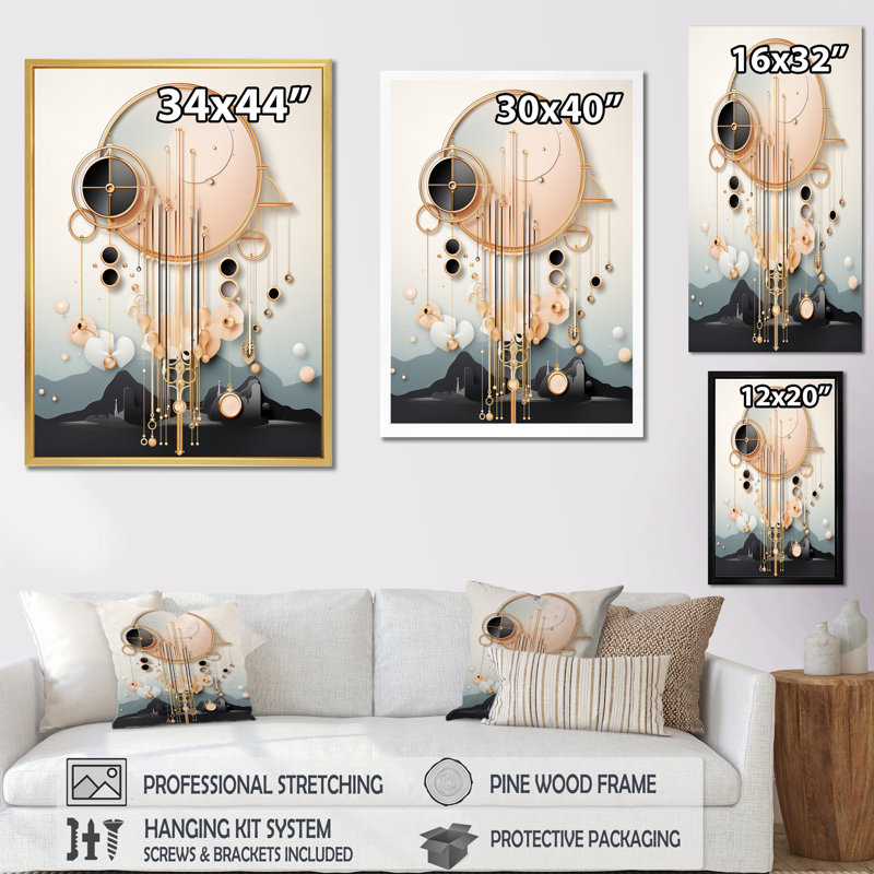 Boho Dreams Mountain Landscape, rétro-impression sur toile, H 20 po x l 12 po x P 1 po, Cadre flottant blanc