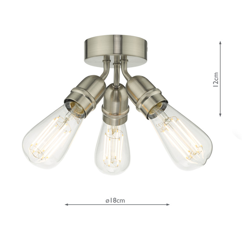 Ostrom Glass Semi Flush Mount, Satin Nickel