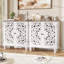 Armoire décorative avec portes, armoire de rangement avec pieds en bois massif et tablette réglable, buffet pour le salon, le vestibule, la salle à manger, la chambre à coucher, blanc-722246257