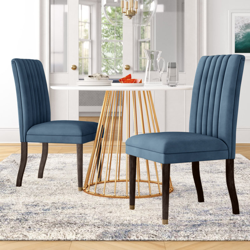 Antonella 18.62'' H Velvet Upholstered Parsons Chair, Blue
