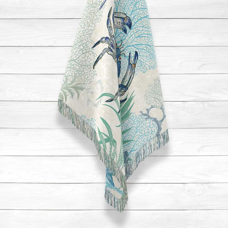 Blue Crab Machine Printed Throw Blanket, 80" W x 60" L