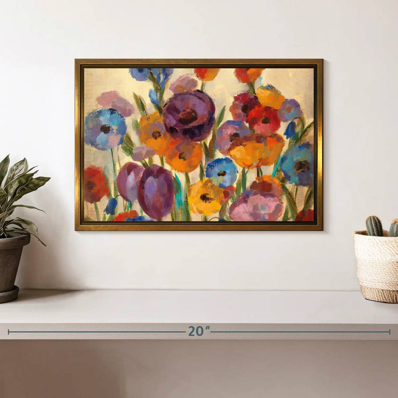 Garden Hues I, Cadre flottant doré, 13 po x 9 po