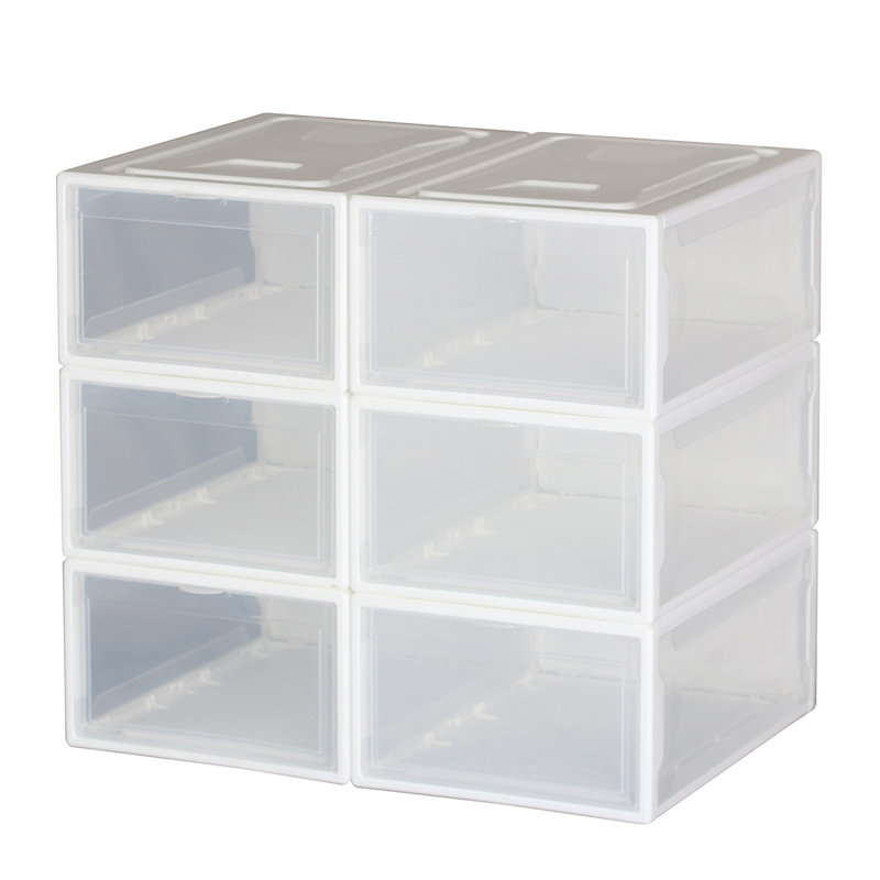 Set Of 6 Stackable Clear Plastic Shoe Storage Box