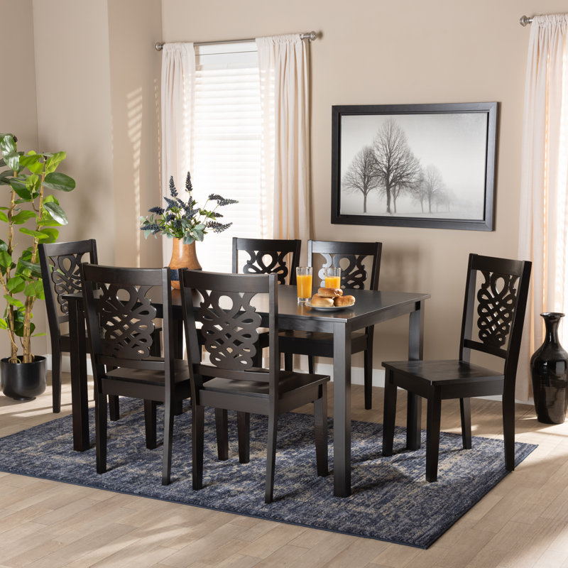 Ensemble repas pour 6 personnes Downing, Marron foncé, Marron foncé