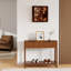 Console cannelée de style Mid-Century avec 2 tiroirs et tablette ouverte, table d'entrée étroite, table de canapé mince pour le couloir, salon, petits espaces, assemblage facile