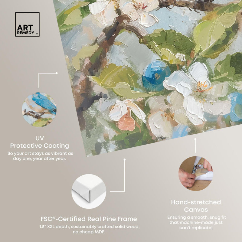 "Blissful Blue Bird" par Coast Art Farmhouse, Toile tendue, H 24 po x l 24 po
