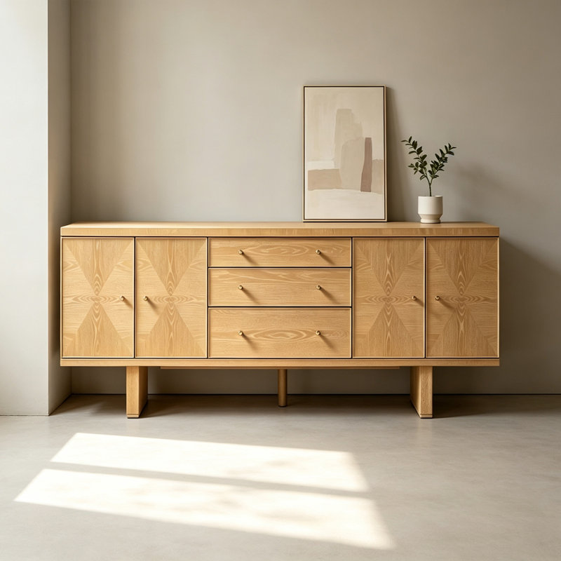 Buffet américain de style minimaliste rétro, H 30,7 po x l 78,7 po x P 17,7 po