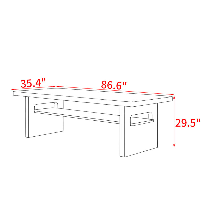 Table de salle à manger moderne et simple en bois massif noir, 29,5 x L 86,6 po x l 35,4 po
