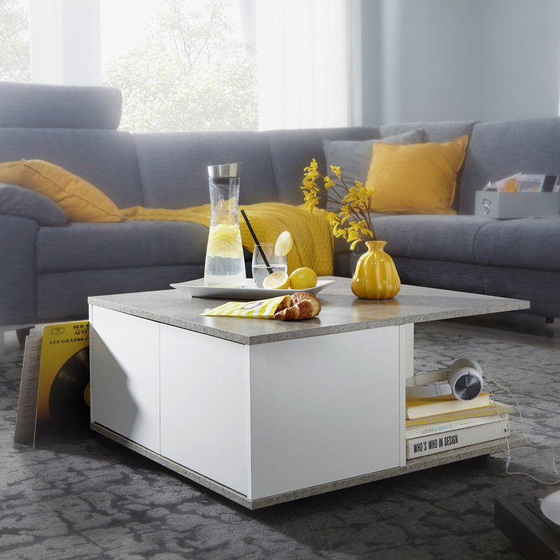 Varuna Block Coffee Table with Storage, Grey