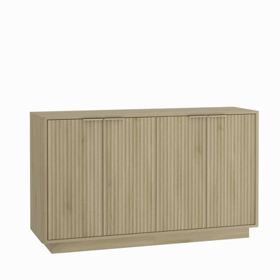 Wood Modern Buffet Cabinet With Storage, Fluted Sideboard Large Buffet With Adjustable Shelves, Credenza, Accent Cabinet Console Table