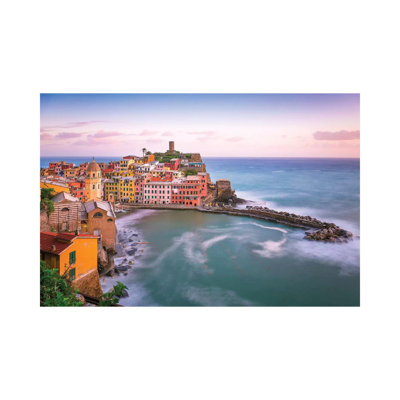 Italy, Vernazza. Overview Of Coastal Town. by Jaynes Gallery - Wrapped Canvas Print