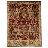 Hand Knotted Wool Area Rug in Red And Cream