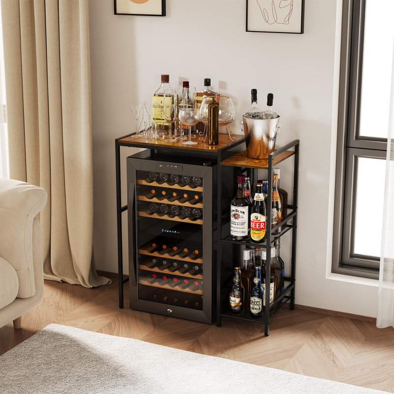 Mini Fridge Stand With Storage Shelves
