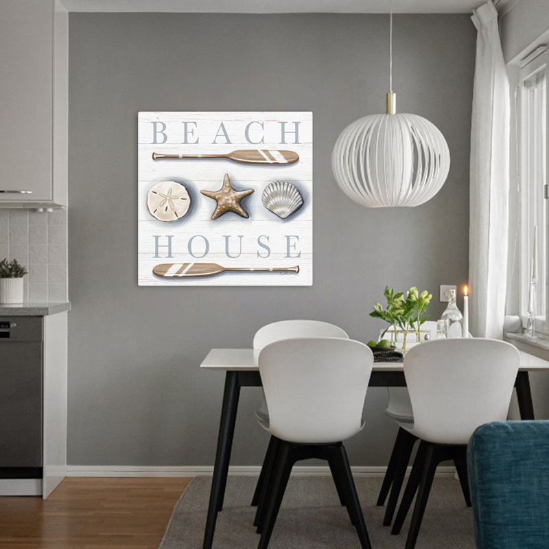 Art typographique de maison de plage, H 32 po x l 32 po