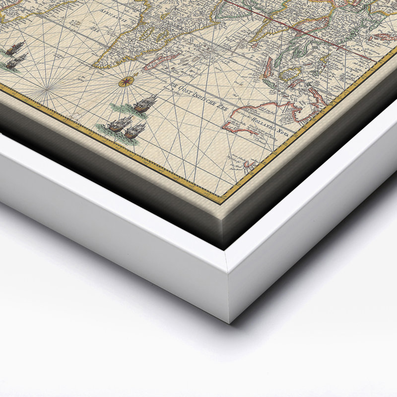 Gerard Van Keulen - Carte du monde, Canevas, H 18 po x l 24 po, White Framed