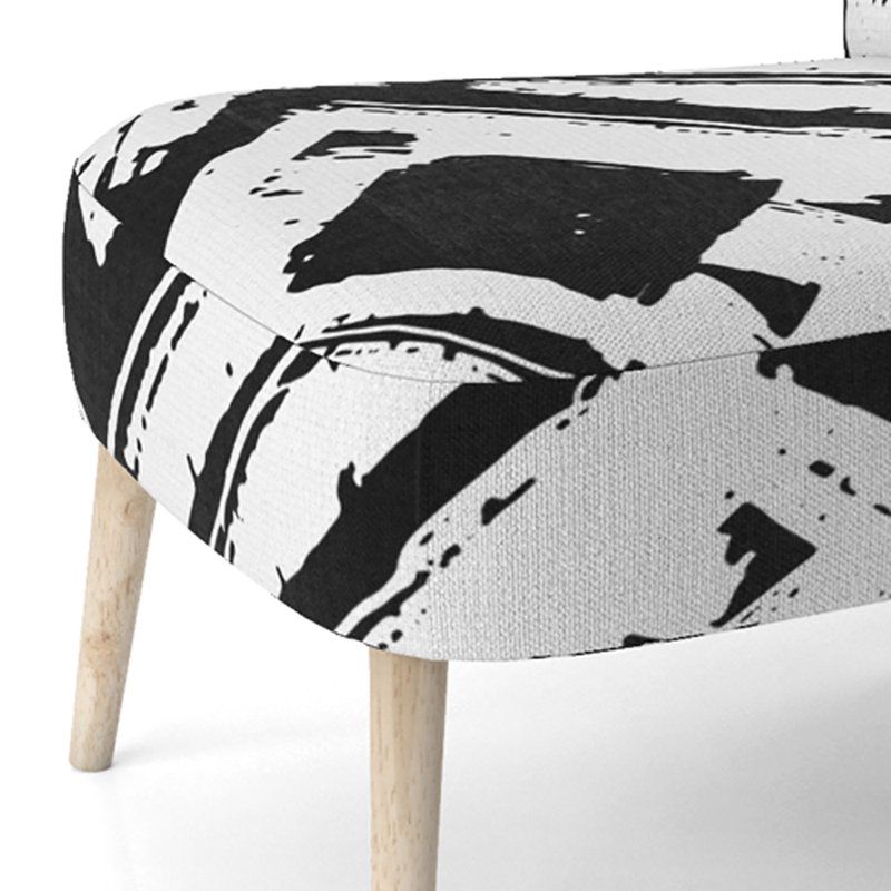 Chaise d'appoint rembourrée à motif géométrique noir et blanc