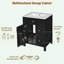 Meuble-lavabo de salle de bain avec lavabo en céramique et deux supports de rangement sur la porte-1055984288