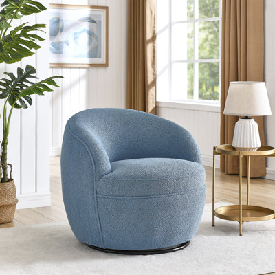 Mynevere Teddy-Fabric Swivel Barrel Chair