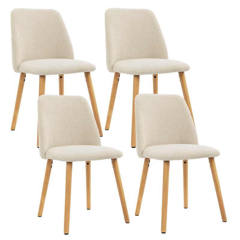 48cm H Upholstered Dining Chair, Cream, 4, Cream