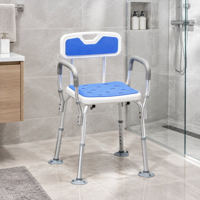 Chaise de douche rembourrée en EVA avec accoudoirs et dossier, banc de bain en plastique pour une sécurité optimale dans la salle de bain
