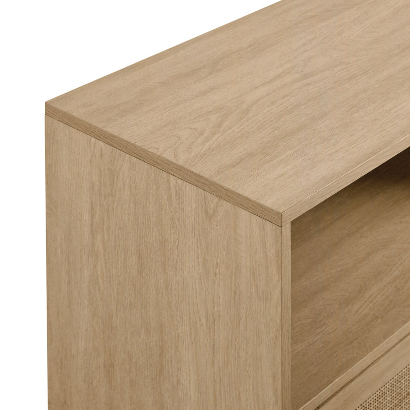 Denmark 70" TV Stand with Electric Fireplace, Coastal Oak