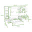 Grand lit escamotable avec canapé, tablettes de rangement et configuration de bureau-1839640727