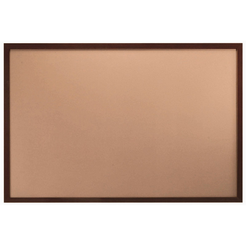Wall Pine Wood Bulletin Board, 4' H x 6' W, Walnut Wood
