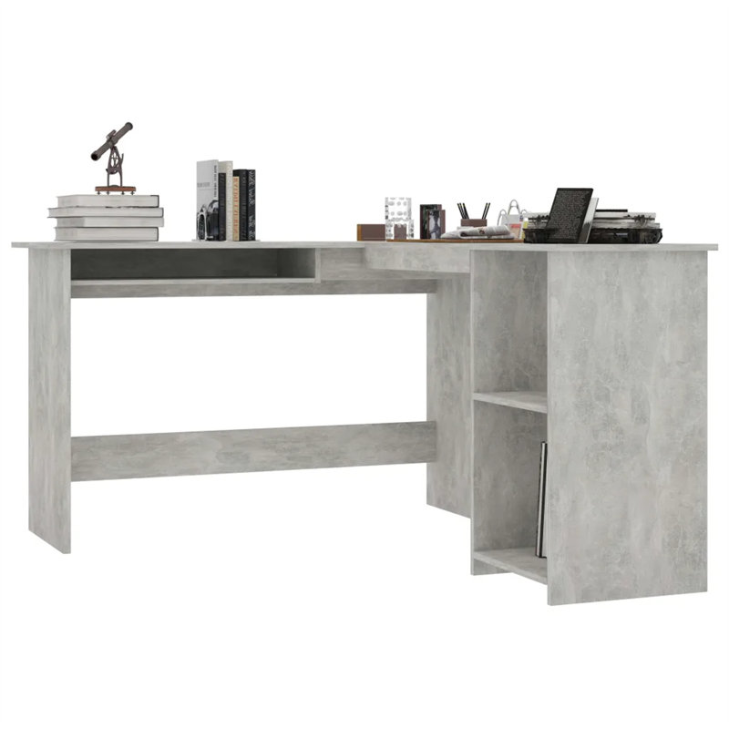 Corliss Corner Desk Computer Desk Study L-shaped Desk Table Engineered Wood, Concrete Grey