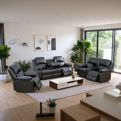 3-piece Manual Reclining Couch Living Room Sofa Set