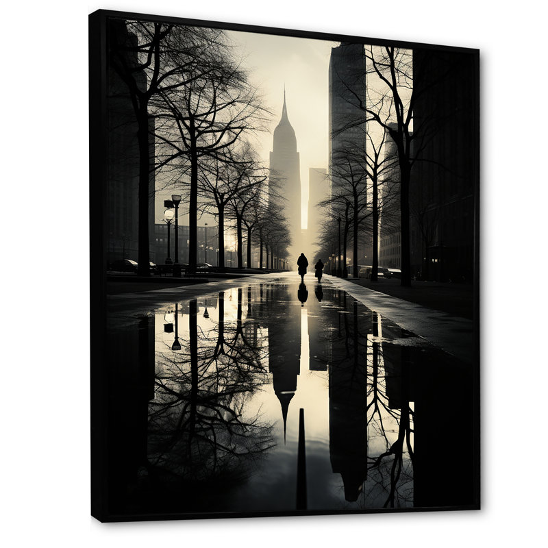 «Skyscrapers Minimalisme», photographie de paysage sur toile, Cadre flottant noir, H 32 po x l 16 po