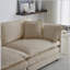 Canapé en chenille deux places avec repose-pieds, canapé modulaire en L avec repose-pieds 2 places, causeuse avec repose-pieds pour petit espace de vie, chenille beige