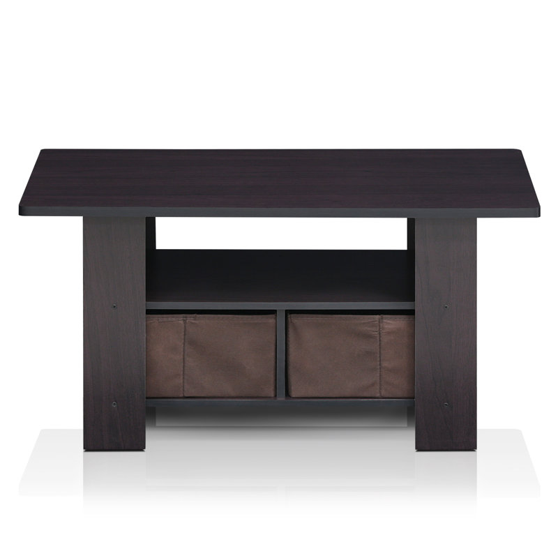 Table basse avec tiroir-bac Kenton, Plateau noyer foncé / base noyer foncé