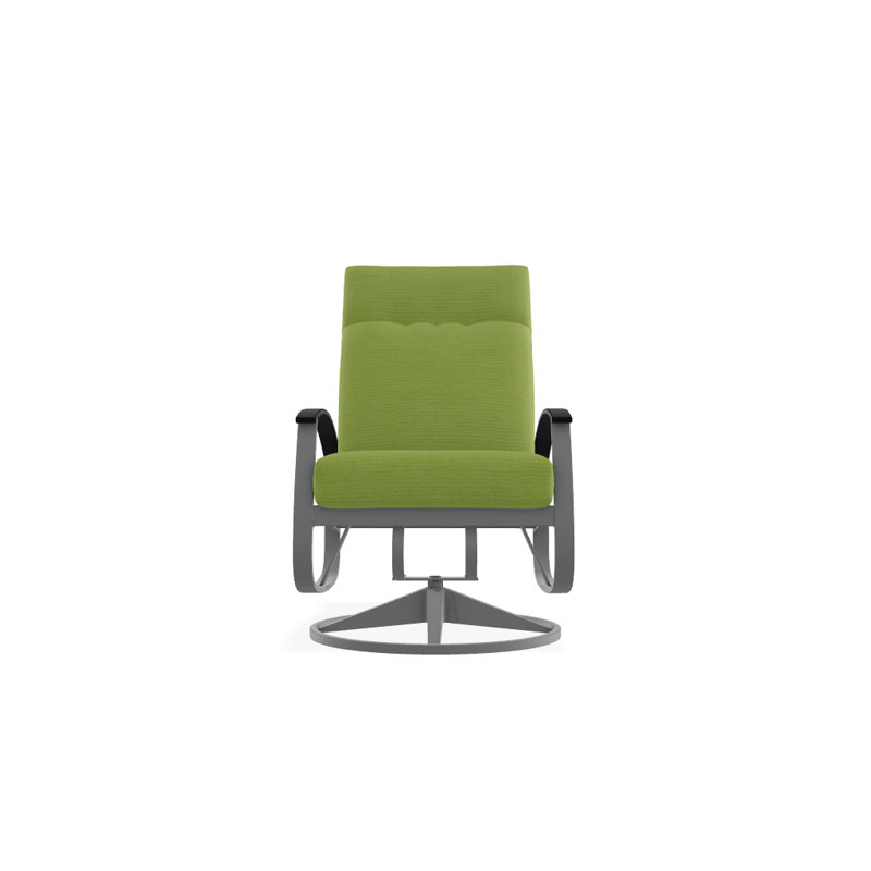 Chaise de patio pivotante avec coussins Askar, Toile Sunbrella® vert forêt, Noir P70, Graphite texturé