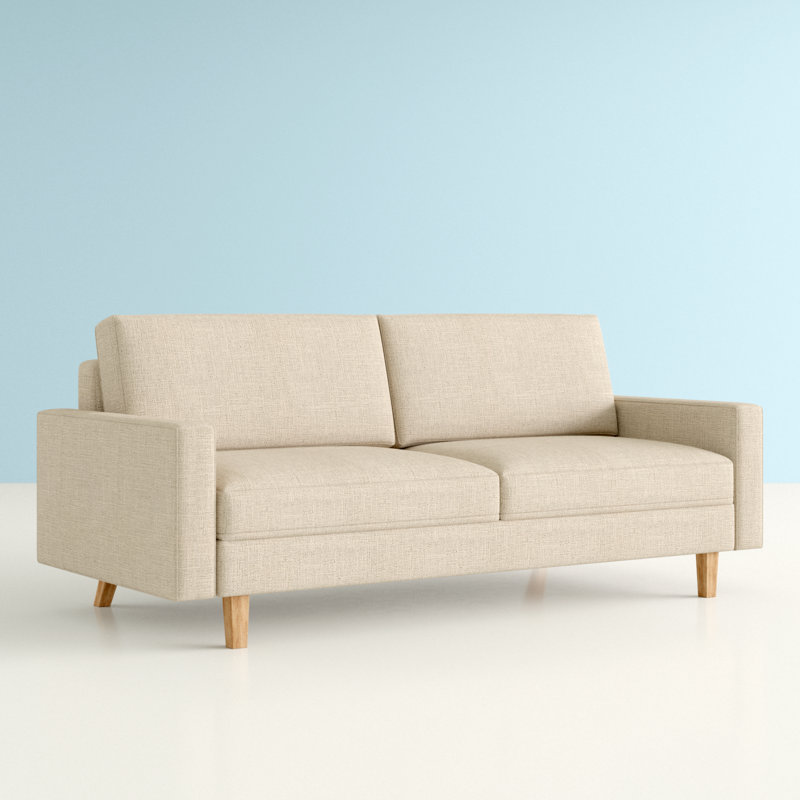 Canapé à accoudoirs carrés 70 po Clairmont, 100 % lin beige